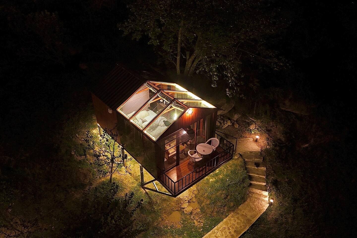 Dreamy Wood n Glass Cabin with Cafe in Forest x Solis Nature