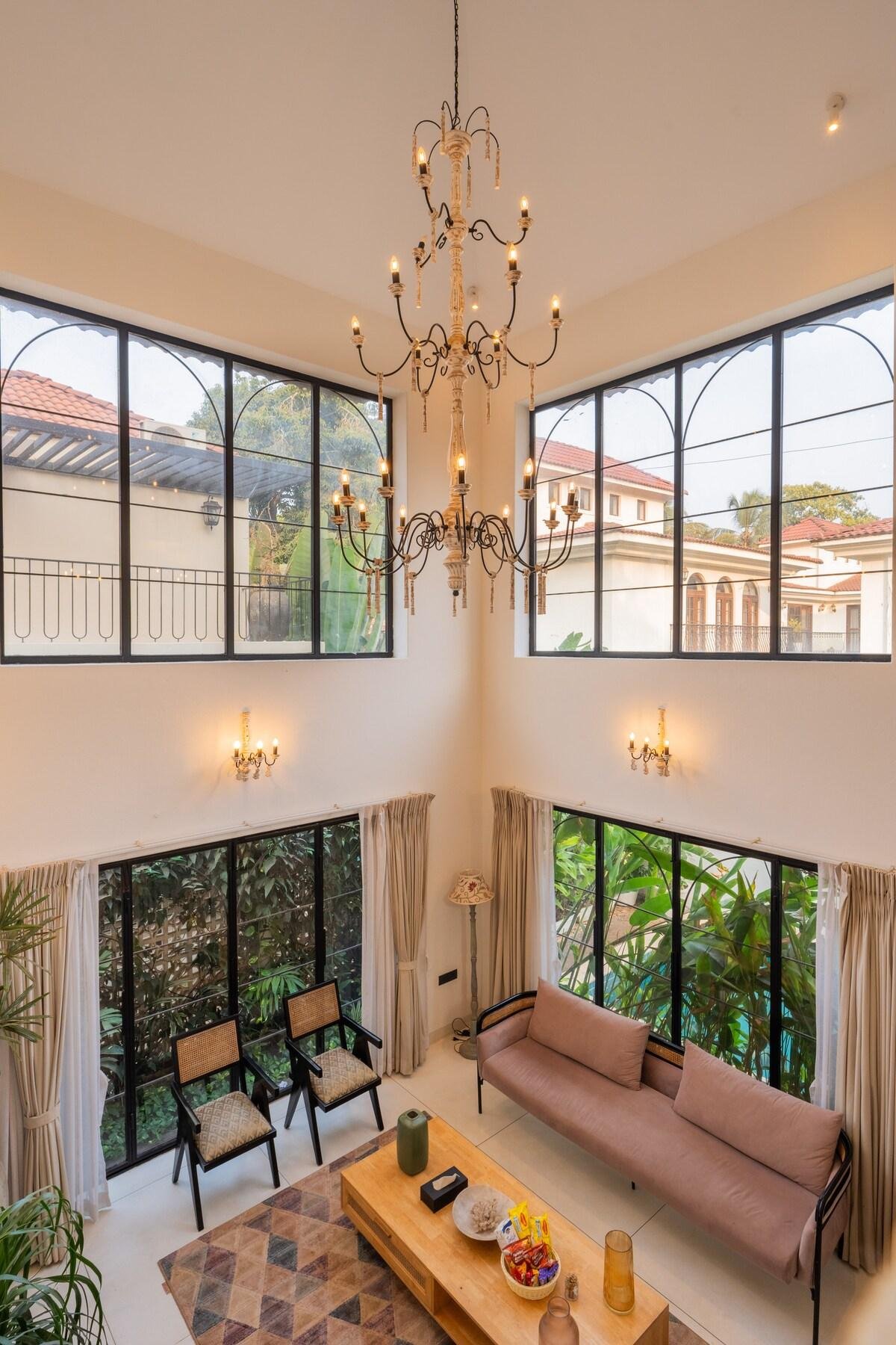 The Luxe 2 bhk Villa: Pvt Pool, breakfast & Beach x Solis Nature