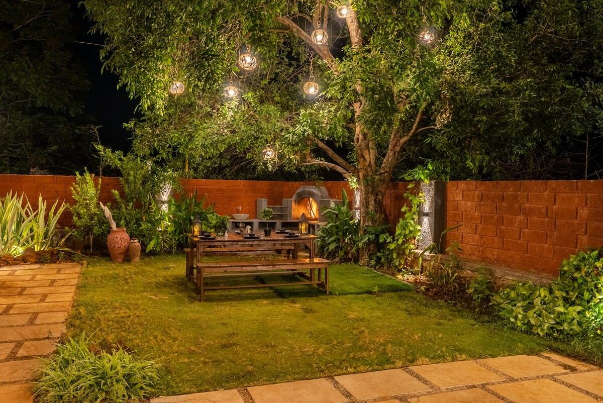 Boho theme 2BHK Villa wd Pvt Pool & Lawn in Karjat x Solis Nature