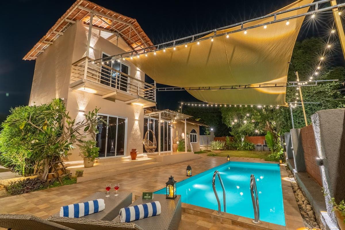 Boho theme 2BHK Villa wd Pvt Pool & Lawn in Karjat x Solis Nature